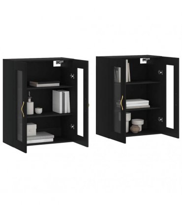 vidaXL Wall Mounted Cabinets 2 pcs Black Engineered Wood — Model: leaf gold