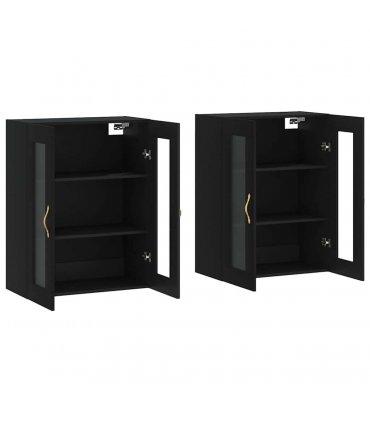 vidaXL Wall Mounted Cabinets 2 pcs Black Engineered Wood — Model: leaf gold