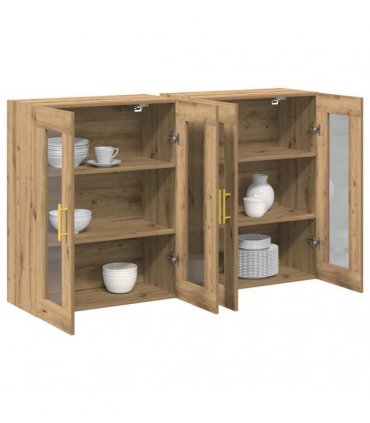 vidaXL Wall Cabinets 2 pcs Artisan Oak 69.5 x 34 x 90 cm — Model: Tube gold
