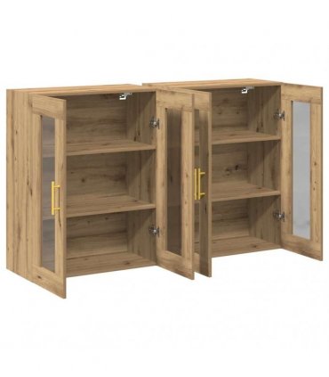 vidaXL Wall Cabinets 2 pcs Artisan Oak 69.5 x 34 x 90 cm — Model: Tube gold