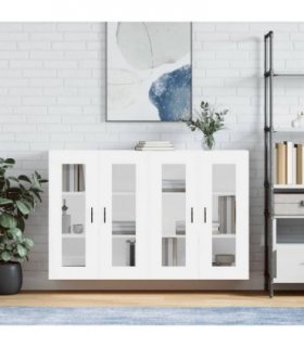 vidaXL Wall Mounted Cabinets 2 pcs White Engineered Wood — Model: groove black