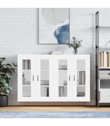 vidaXL Wall Mounted Cabinets 2 pcs White Engineered Wood — Model: groove black