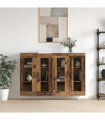 vidaXL Wall Mounted Cabinets 2 pcs Old wood 69.5 x 34 x 90 cm — Model: Metal black
