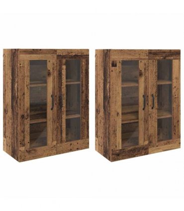 vidaXL Wall Mounted Cabinets 2 pcs Old wood 69.5 x 34 x 90 cm — Model: Metal black