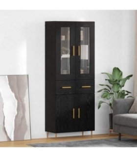 vidaXL Highboard with Drawer 2 pcs Black Oak Engineered Wood — Model: 2 doors 2 drawers — V0671971762