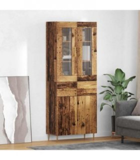 vidaXL Highboard with Drawer 2 pcs Old Wood Engineered Wood — Model: 2 doors 2 drawers — V0671971764