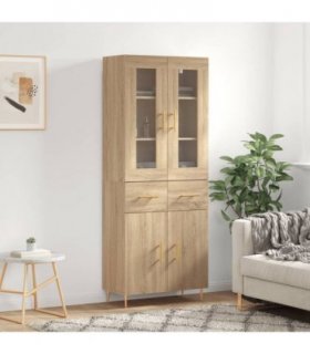 vidaXL Highboard Sonoma Oak 69.5x34x180 cm Engineered Wood — Model: 2 doors 2 drawers — V0671971765