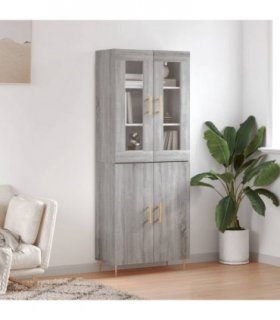 vidaXL Highboard Grey Sonoma 69.5x34x180 cm Engineered Wood — Model: 2 doors — V0671971768