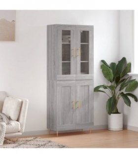 vidaXL Highboard Grey Sonoma 69.5x34x180 cm Engineered Wood — Model: 2 wood doors — V0671971770