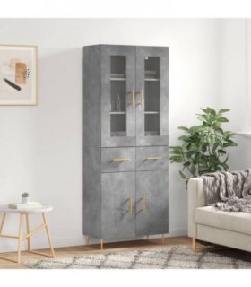vidaXL Highboard Concrete Grey 69.5x34x180 cm Engineered Wood — Model: 2 doors 2 drawers — V0671971775