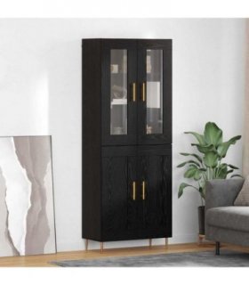 vidaXL Highboard 2 pcs Black Oak Engineered Wood — Model: 2 wood doors — V0671971781