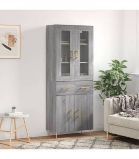 vidaXL Highboard Grey Sonoma 69.5x34x180 cm Engineered Wood — Model: 2 doors 2 drawers — V0671971785