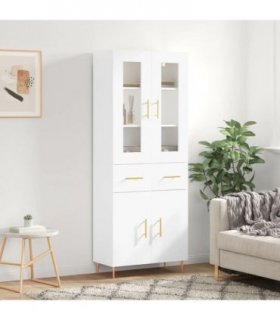 vidaXL Highboard White 69.5x34x180 cm Engineered Wood — Model: 2 doors 2 drawers — V0671971786
