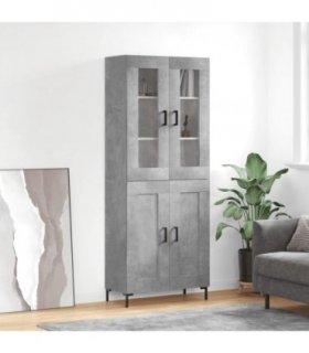 vidaXL Highboard Concrete Grey 69.5x34x180 cm Engineered Wood — Model: 2 wood doors — V0671971793