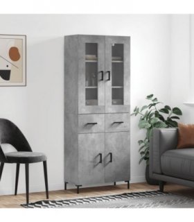 vidaXL Highboard Concrete Grey 69.5x34x180 cm Engineered Wood — Model: 2 doors 2 drawers — V0671971800