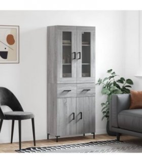 vidaXL Highboard Grey Sonoma 69.5x34x180 cm Engineered Wood — Model: 2 doors 2 drawers — V0671971803