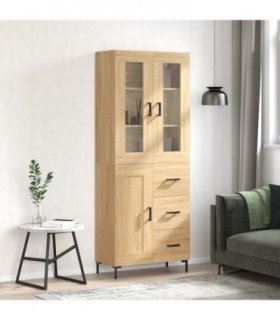 vidaXL Highboard Sonoma Oak 69.5x34x180 cm Engineered Wood — Model: 1 wood door 3 drawers — V0671971806