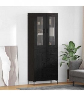 vidaXL Highboard with Drawer 2 pcs Black Oak Engineered Wood — Model: 1 wood door 3 drawers — V0671971815