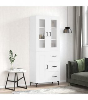 vidaXL Highboard White 69.5x34x180 cm Engineered Wood — Model: 1 wood door 3 drawers — V0671971819