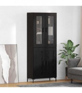 vidaXL Highboard 2 pcs Black Oak Engineered Wood — Model: 2 wood doors — V0671971827