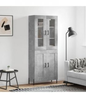 vidaXL Highboard Concrete Grey 69.5x34x180 cm Engineered Wood — Model: 2 wood doors — V0671971852