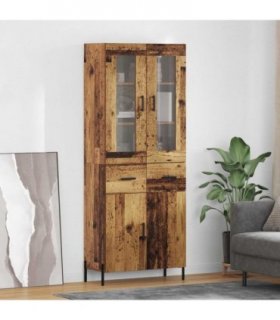 vidaXL Highboard Old Wood 69.5 x 34 x 180 cm Engineered Wood — Model: 2 doors 2 drawers — V0671971862