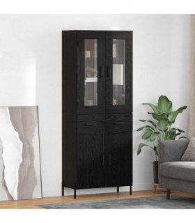 vidaXL Highboard Black Oak 69.5 x 34 x 180 cm Engineered Wood — Model: 2 doors 2 drawers — V0671971863