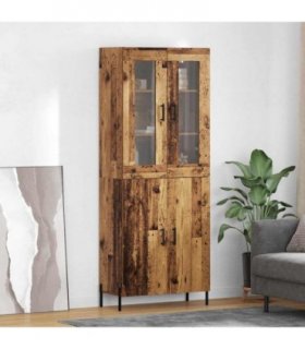 vidaXL Highboard Old Wood 69.5 x 34 x 180 cm Engineered Wood — Model: 2 doors — V0671971866