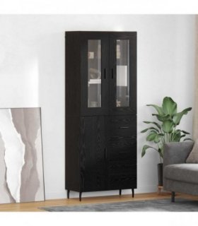 vidaXL Highboard with Drawer 2 pcs Black Oak Engineered Wood — Model: 1 door 3 drawers — V0671971873