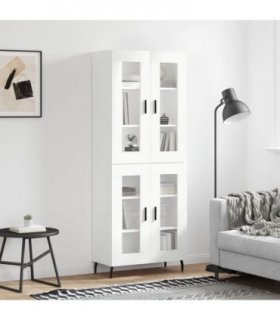 vidaXL Highboard White 69.5x34x180 cm Engineered Wood — Model: 2 glass doors — V0671971887