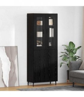 vidaXL Highboard 2 pcs Black Oak Engineered Wood — Model: 2 doors — V0671971888