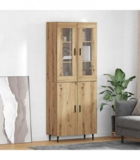 vidaXL Highboard 2 pcs Artisan Oak Engineered Wood and Glass — Model: 2 doors