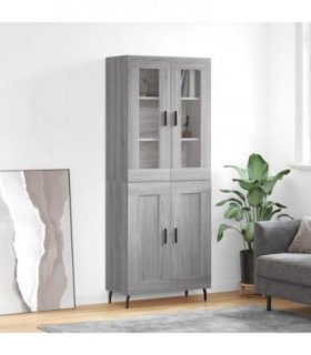vidaXL Highboard Grey Sonoma 69.5x34x180 cm Engineered Wood — Model: 2 wood doors — V0671971912