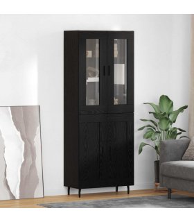 vidaXL Highboard 2 pcs Black Oak Engineered Wood — Model: 2 wood doors — V0671971916