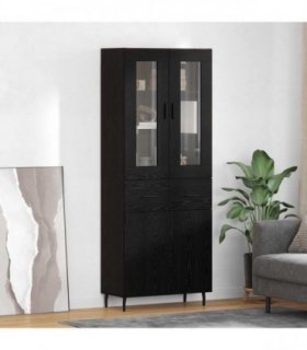 vidaXL Highboard with Drawer 2 pcs Black Oak Engineered Wood — Model: 2 doors 2 drawers — V0671971917