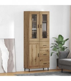 vidaXL Highboard 2 pcs Artisan Oak 69.5 x 34 x 180 cm Engineered Wood — Model: 1 wood door 3 drawers