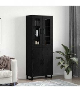 vidaXL Highboard 2 pcs Black oak Engineered wood — Model: 2 doors — V0671971930