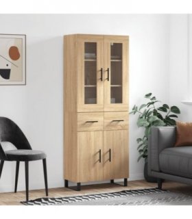 vidaXL Highboard Sonoma Oak 69.5x34x180 cm Engineered Wood — Model: 2 doors 2 drawers — V0671971931