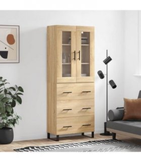 vidaXL Highboard Sonoma Oak 69.5x34x180 cm Engineered Wood — Model: 3 drawers — V0671971940