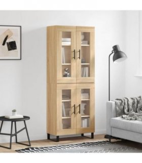 vidaXL Highboard Sonoma Oak 69.5x34x180 cm Engineered Wood — Model: 2 glass doors — V0671971945