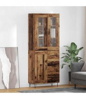 vidaXL Highboard Old Wood 69.5 x 34 x 90 cm Engineered Wood — Model: 1 wood door 3 drawers
