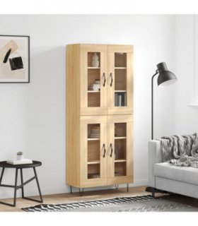 vidaXL Highboard Sonoma Oak 69.5x34x180 cm Engineered Wood — Model: 2 glass doors — V0671971985