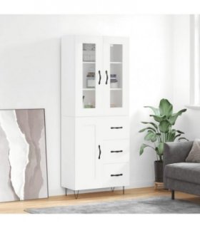 vidaXL Highboard White 69.5x34x180 cm Engineered Wood — Model: 1 wood door 3 drawers — V0671971989