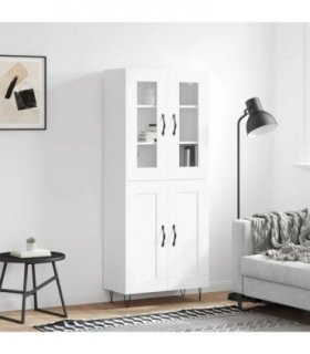 vidaXL Highboard White 69.5x34x180 cm Engineered Wood — Model: 2 wood doors — V0671971991
