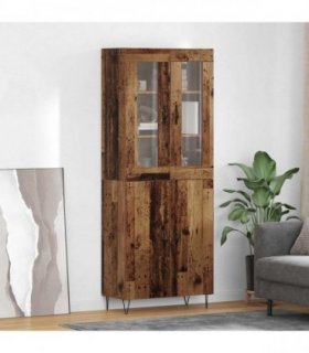 vidaXL Highboard Old Wood 69.5 x 34 x 180 cm Engineered Wood — Model: 2 doors — V0671971993