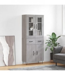 vidaXL Highboard Grey Sonoma 69.5x34x180 cm Engineered Wood — Model: 2 doors 2 drawers — V0671971995