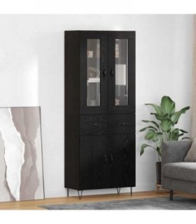 vidaXL Highboard Black Oak 69.5 x 34 x 90 cm Engineered Wood — Model: 2 doors 2 drawers