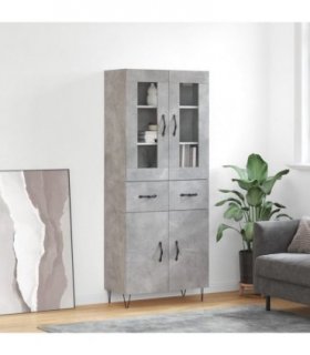 vidaXL Highboard Concrete Grey 69.5x34x180 cm Engineered Wood — Model: 2 doors 2 drawers — V0671971998