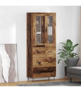vidaXL Highboard Old Wood 69.5 x 34 x 90 cm Engineered Wood — Model: 3 drawers