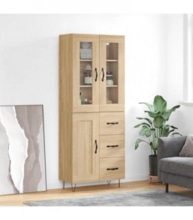 vidaXL Highboard Sonoma Oak 69.5x34x180 cm Engineered Wood — Model: 1 wood door 3 drawers — V0671972004